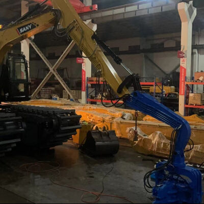 Boat Type Excavator Mounted Pile Driver - 15m Pile Length 40T Capacity With High Vibration Efficiency